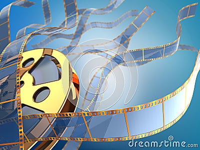 Golden filmstrips background Stock Photo