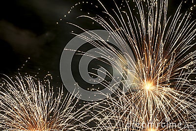 Golden fireworks for New Year 2013 Stock Photo