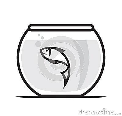 Golden fish in a bowl Vector Illustration