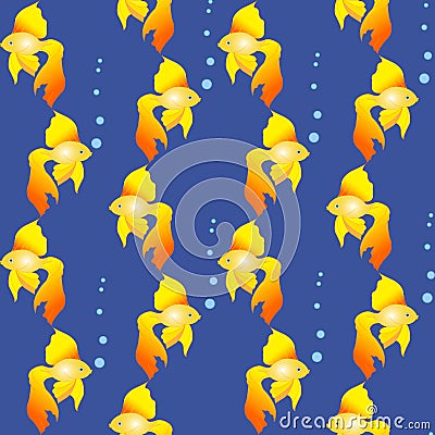 Golden fish from the fairy tales and legends, seamless pattern Vector Illustration