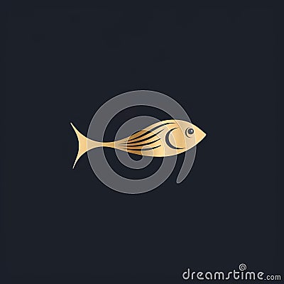 Golden Fish Logo Design In Chiaroscuro Woodcut Style Stock Photo