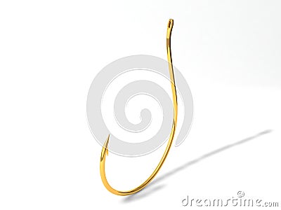 Golden fishing hook. Stock Photo