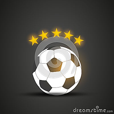 Golden Five star soccer ball Vector Illustration