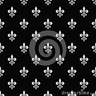 Golden fleur-de-lis seamless pattern black 7 Vector Illustration