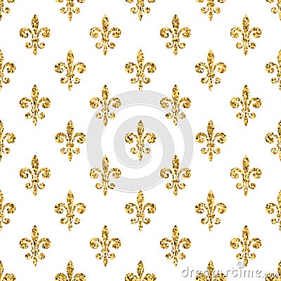 Golden fleur-de-lis seamless pattern white 2 Vector Illustration