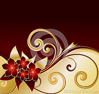 Golden floral background Vector Illustration