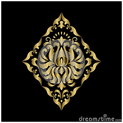 Golden Floral Ornamenr Vintage Decorative Vector Ilustration Vector Illustration