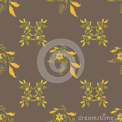 Golden floral ornament seamless background. Vector Vector Illustration