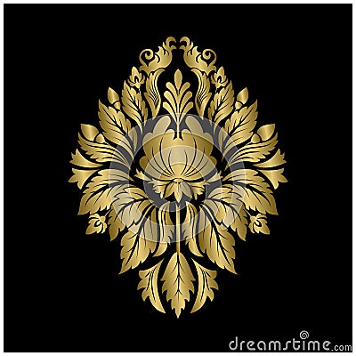 Golden Floral Ornament Vintage Decorative Vector Ilustration Vector Illustration