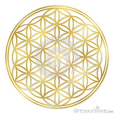 Golden Flower Of Life Vector Illustration