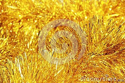 Golden fluffy decorations Stock Photo