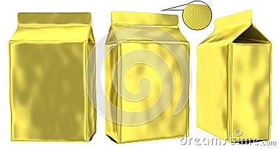 Golden foil pouch gusseted plastic bag Stock Photo