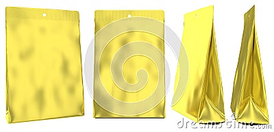 Golden foil pouch gusseted plastic bag Stock Photo