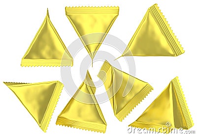 Golden foil tetrahedral plastic bag Stock Photo