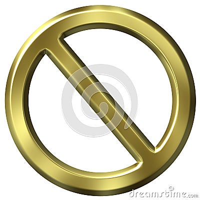 Golden forbidden sign Stock Photo