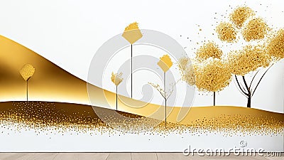 Golden Forest Landscapes: Majestic Trees and Natural Beauty. Stock Photo