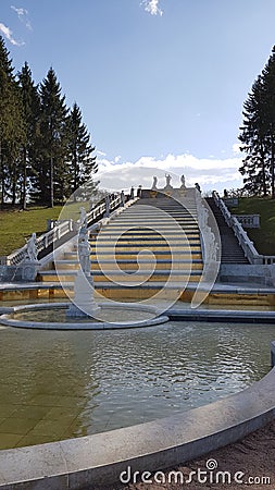 Golden Fountain in Peterhof in Saint Petersburg Editorial Stock Photo