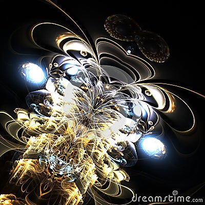 Golden fractal butterfly Stock Photo