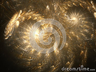 Golden fractal galaxy in outer space Stock Photo