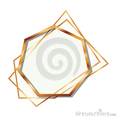 Golden frame heptagon isolated icon Vector Illustration