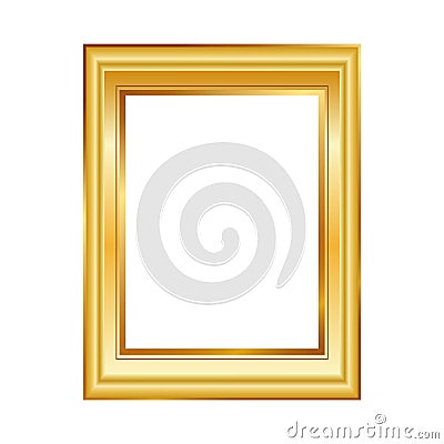 Golden frame isolated on white background. Classic style composition. Blank picture frame template. Modern design element Vector Illustration