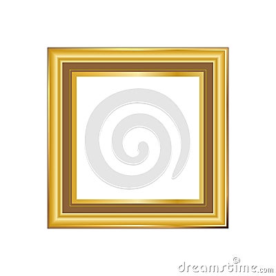 Golden frame isolated on white background. Classic style composition. Blank picture frame template. Modern design element Vector Illustration