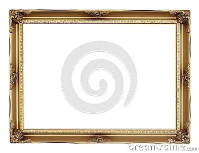 Golden frame isolated on white background. Decorative vintage frames and borders,clipping path Stock Photo