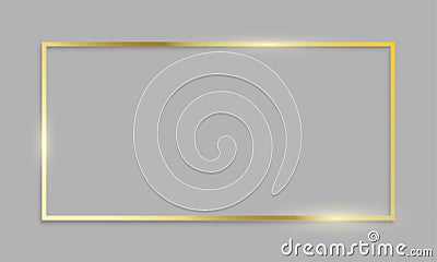 Golden frame shiny border on transparent background. Vector gold texture frame Vector Illustration