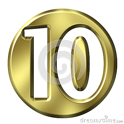 Golden Framed Number 10 Stock Photo