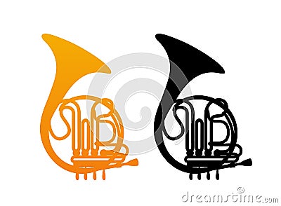 Golden French Horn Vector Illustration