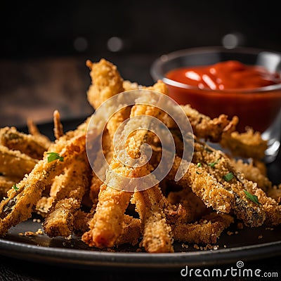 golden fried zucchini sticks Stock Photo