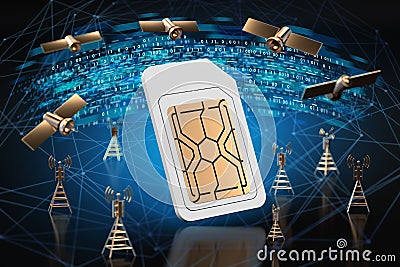 Golden 5G sign and digital data, network nodes and binary behind it. High speed mobile web technology concept. 3D rendering Stock Photo