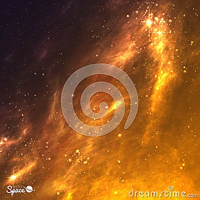Golden galaxy background. Space nebula. Vector illustration. Vector Illustration