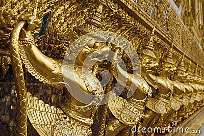 Golden Garuda in Bangkok Grand Palace Stock Photo