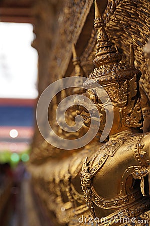 Golden garuda sculpture Stock Photo