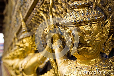 Golden Garuda Statue of Wat Phra Kaew Stock Photo