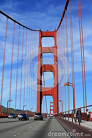 On the Golden Gate bridge Stock Photo