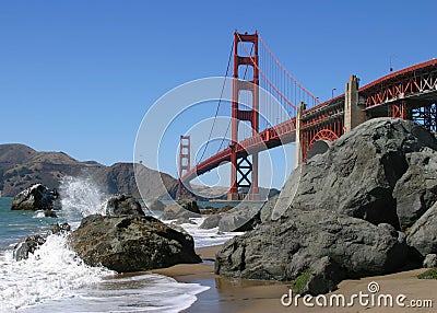 Golden Gate Bridge beach view Stock Photo