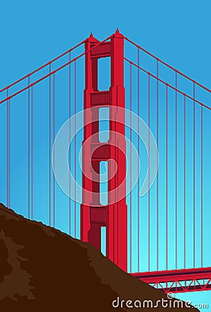 Golden Gate Bridge Detail Vector Illustration