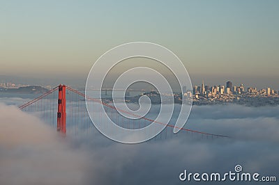 Golden Gate Bridge in Fog Stock Photo
