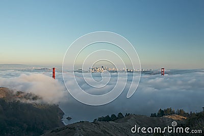 Golden Gate Bridge in Fog Stock Photo