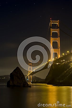 Golden Gate Bridge at night Stock Photo