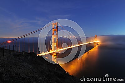 Golden Gate Bridge night scene Stock Photo