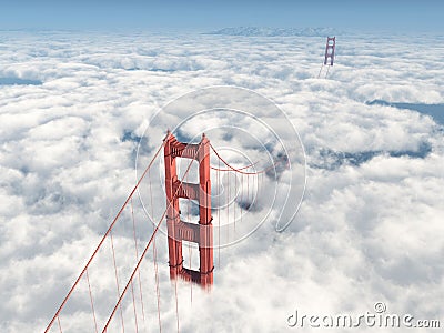 Golden Gate Bridge in San Francisco Cartoon Illustration