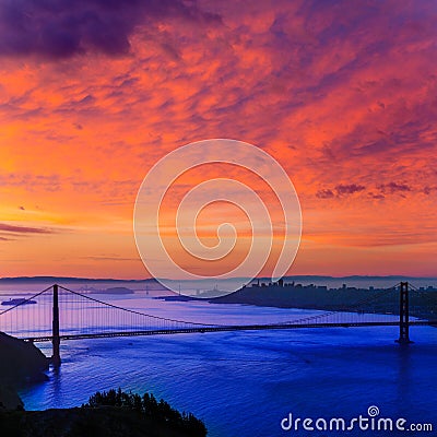 Golden Gate Bridge San Francisco sunrise California Stock Photo