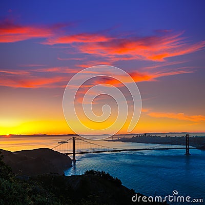 Golden Gate Bridge San Francisco sunrise California Stock Photo