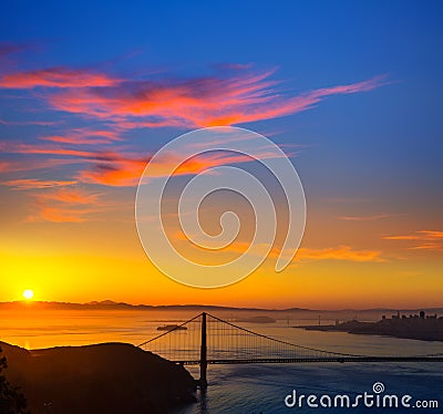 Golden Gate Bridge San Francisco sunrise California Stock Photo