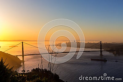 Golden Gate Bridge San Francisco sunrise California Stock Photo