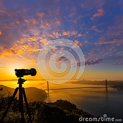 Golden Gate Bridge San Francisco sunrise California Stock Photo