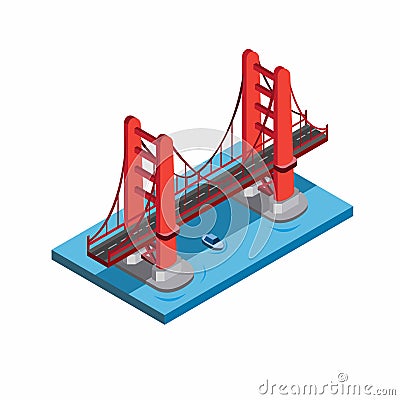 Golden Gate Bridge, San Fransisco, Miniature Landmark building. illustration in Isometric flat style Vector Illustration